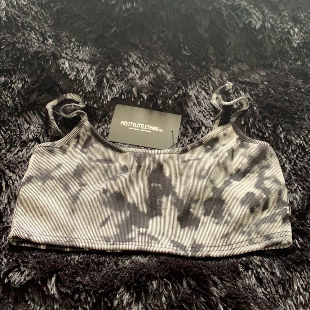 Grey tie dye crop top